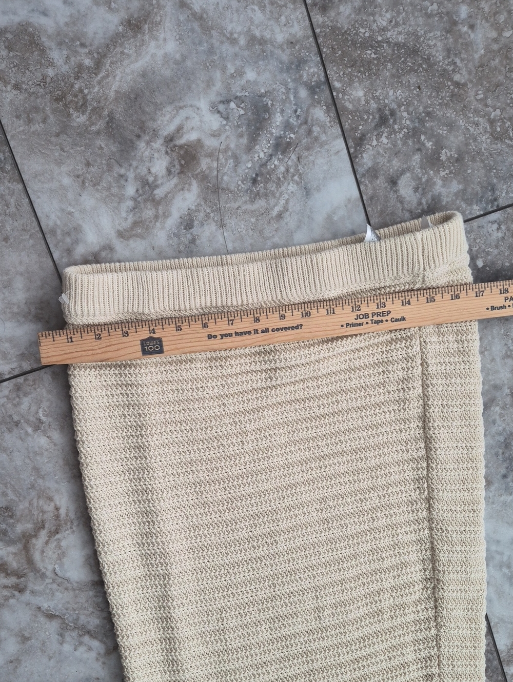 H & M NWT CREAM KNIT CROCHET COTTON BLEND FRINGE BOTTOM STRECH PENCIL SKIRT - Picture 5 of 7